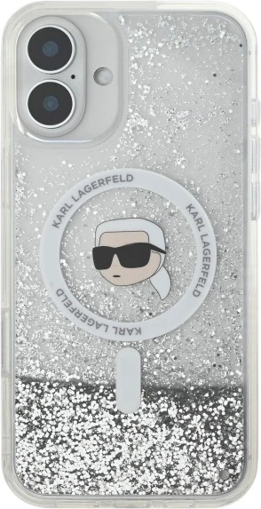 Панель Karl Lagerfeld Liquid Glitter Karl Head Magsafe для iPhone 16 Plus Transparent (3666339319175) - зображення 4