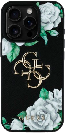 Панель Guess Grained Roses Big 4G для Apple iPhone 16 Pro Black (3666339426941) - зображення 2