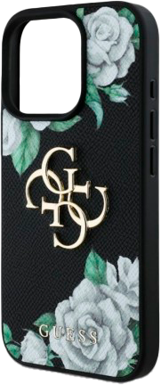 Панель Guess Grained Roses Big 4G для Apple iPhone 16 Pro Max Black (3666339426958) - зображення 4