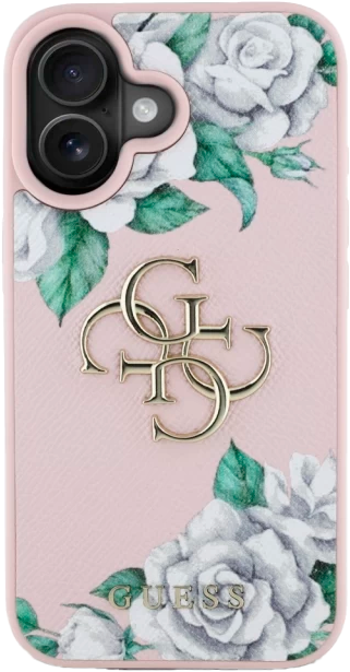 Панель Guess Grained Roses Big 4G для Apple iPhone 16 Pink (3666339427078) - зображення 3