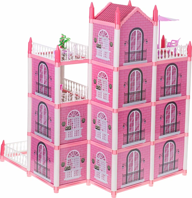 Domek dla lalek KIK Willa Różowa DIY 4 Poziomy Mebelki 61 cm (5903039733398) - obraz 2