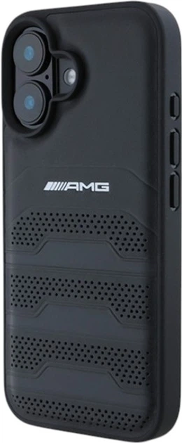 Панель AMG Leather Debossed Lines Black Logo для Apple iPhone 16 Black (AMHCP16SGSEBK) - зображення 2