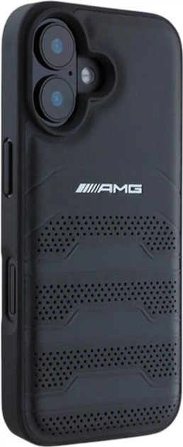 Панель AMG Leather Debossed Lines Black Logo для Apple iPhone 16 Black (AMHCP16SGSEBK) - зображення 4