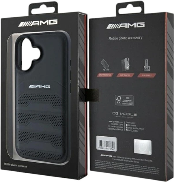 Панель AMG Leather Debossed Lines Black Logo для Apple iPhone 16 Black (AMHCP16SGSEBK) - зображення 8