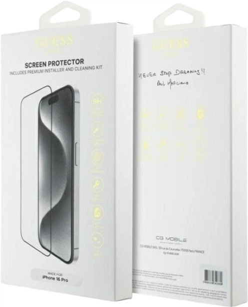 Szkło hartowane Guess Screen Protector 2.5D Outline do Apple iPhone 16 Pro Black (GUTGP16LBOKGCIT) - obraz 2
