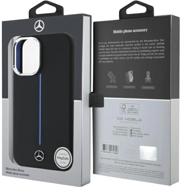 Etui Mercedes-Benz Silicone Blue Stripe MagSafe do Apple iPhone 16 Black (MEHMP16S23SUMBK) - obraz 8