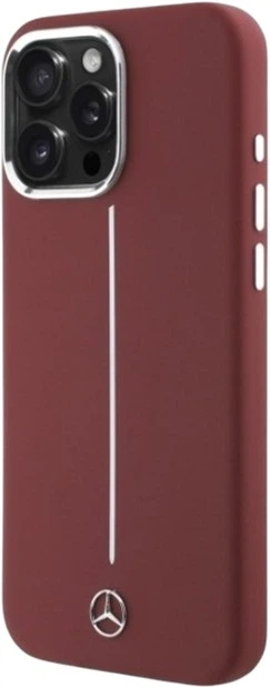 Etui Mercedes-Benz Silicone White Stripe MagSafe do Apple iPhone 16 Pro Max Red (MEHMP16X23SUMSR) - obraz 2