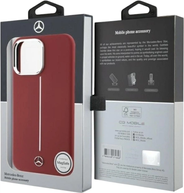 Etui Mercedes-Benz Silicone White Stripe MagSafe do Apple iPhone 16 Pro Max Red (MEHMP16X23SUMSR) - obraz 8