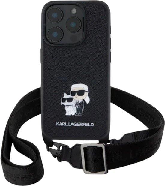 Панель Karl Lagerfeld Saffiano Karl&Choupette Metal Pin CBDY Strap для Apple iPhone 16 Pro Black (KLHCP16LSAKCPBK) - зображення 2