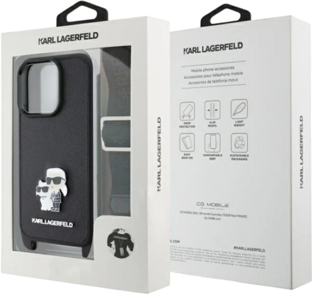 Панель Karl Lagerfeld Saffiano Karl&Choupette Metal Pin CBDY Strap для Apple iPhone 16 Pro Black (KLHCP16LSAKCPBK) - зображення 6