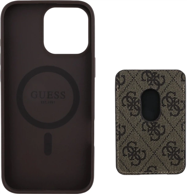 Панель Guess 4G Stripes with MagSafe Wallet для Apple iPhone 16 Pro Max Brown (GUBPHCP16XP4RPSW) - зображення 4