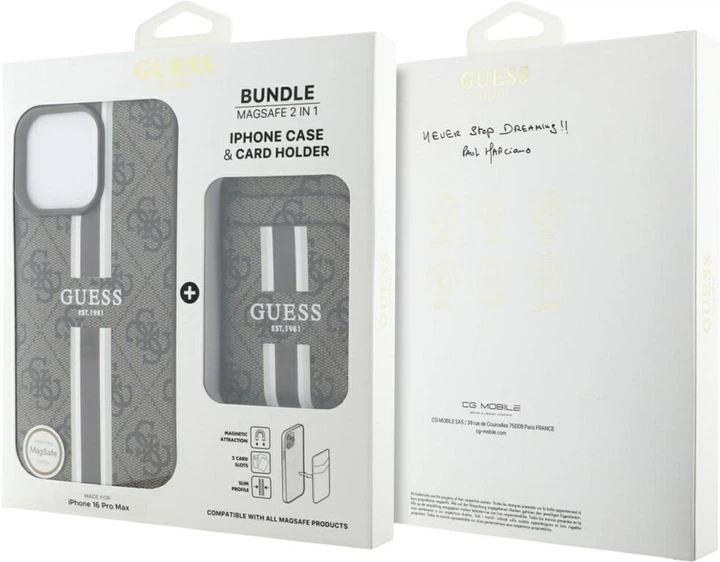 Панель Guess 4G Stripes with MagSafe Wallet для Apple iPhone 16 Pro Max Brown (GUBPHCP16XP4RPSW) - зображення 6