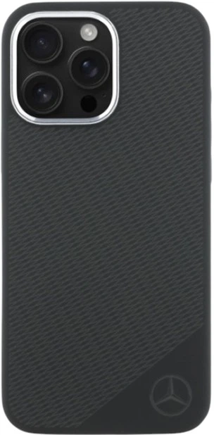 Etui Mercedes-Benz Silicone Tonal Logo Wood Pattern MagSafe do Apple iPhone 16 Pro Max Black (MEHMP16X23SUGDK) - obraz 3