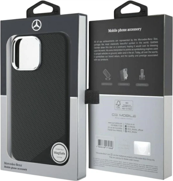 Etui Mercedes-Benz Silicone Tonal Logo Wood Pattern MagSafe do Apple iPhone 16 Pro Max Black (MEHMP16X23SUGDK) - obraz 8