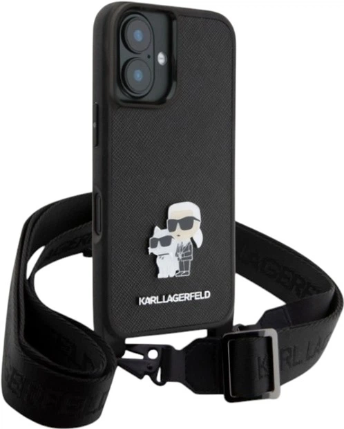 Панель Karl Lagerfeld Saffiano Karl&Choupette Metal Pin CBDY Strap для Apple iPhone 16 Black (KLHCP16SSAKCPBK) - зображення 3
