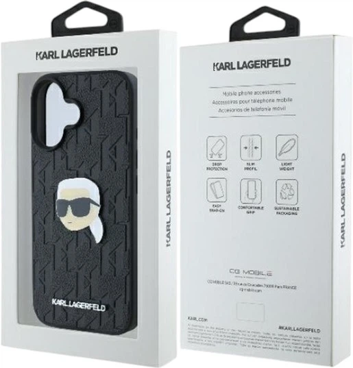 Панель Karl Lagerfeld Monogram Karl Head Pin для Apple iPhone 16 Black (KLHCP16SPGKLKIPK) - зображення 8
