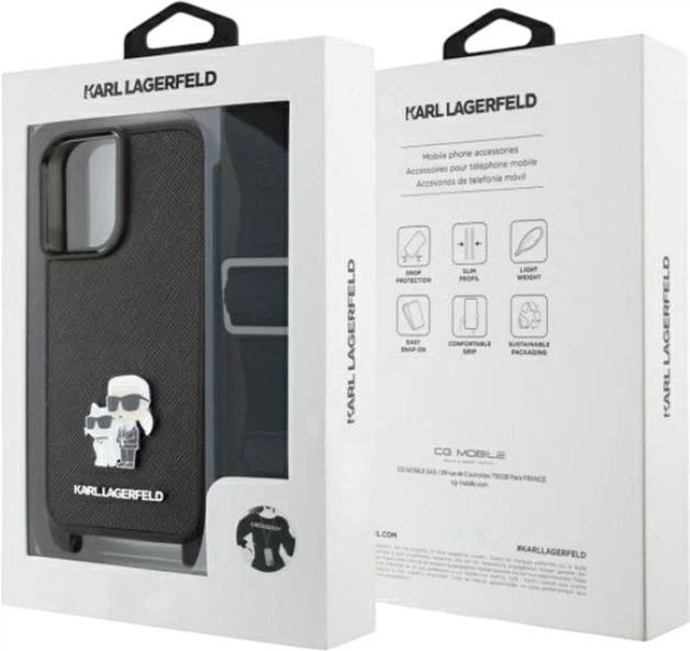 Панель Karl Lagerfeld Saffiano Karl&Choupette Metal Pin CBDY Strap для Apple iPhone 16 Black (KLHCP16SSAKCPBK) - зображення 6