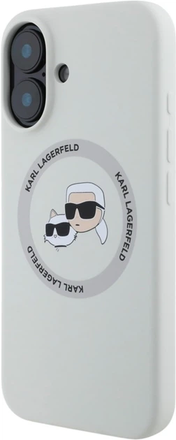 Etui Karl Lagerfeld Silicone Double Heads And Circle MagSafe do Apple iPhone 16 Beige (KLHMP16SSKCHTCE) - obraz 2