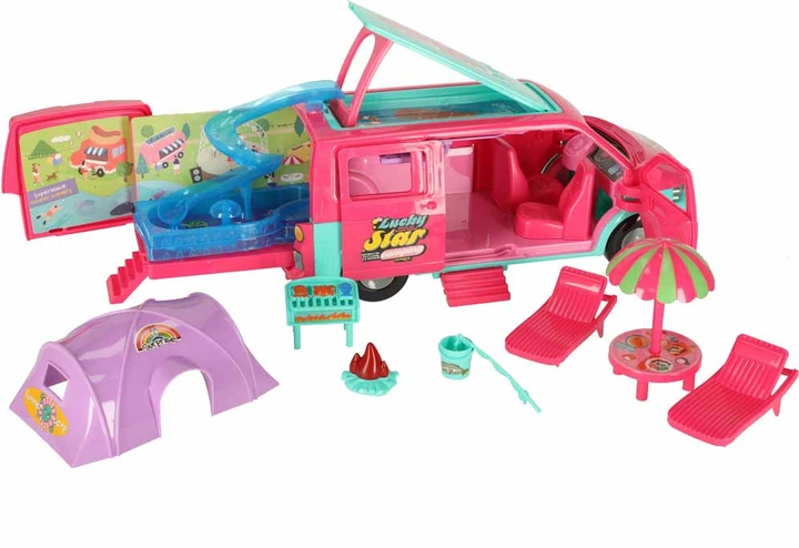 Składany kamper dla lalki z basenem i akcesoriami Pin Ming Toys Samochód dla lalek (5903039767690) - obraz 2