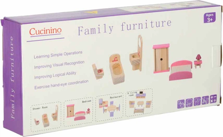 Меблі для лялькового будиночка Cucinino дерев’яні Фіолетові (5903039755796) - зображення 6