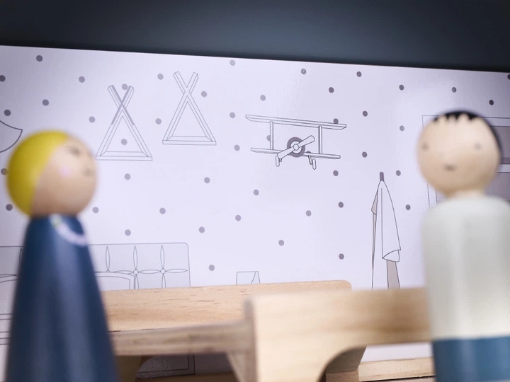 Domek dla lalek KIK drewniane Mebelki 80 cm Biały Szary (5903039729193) - obraz 5