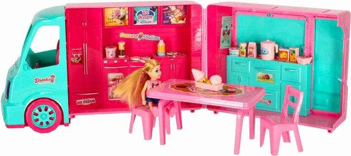 Zestaw do gry Pin Ming Toys 2 w 1: Camper i food truck dla lalek 21 el. (5903039755383) - obraz 2