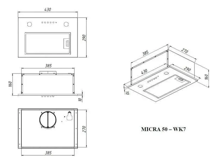 Витяжка вбудована Akpo WK-7 Micra 50 White - изображение 2
