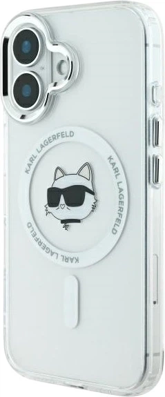 Etui plecki Karl Lagerfeld IML Metal Choupette Head MagSafe do iPhone 16 Plus White (3666339318093) - obraz 2