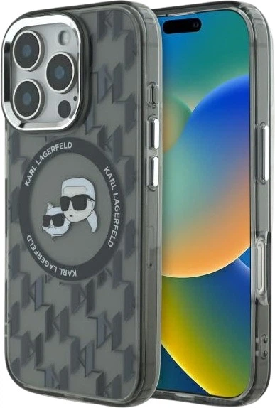 Панель Karl Lagerfeld IML Monogram Karl&Choupette Head MagSafe для iPhone 16 Pro Black (3666339318383) - зображення 1