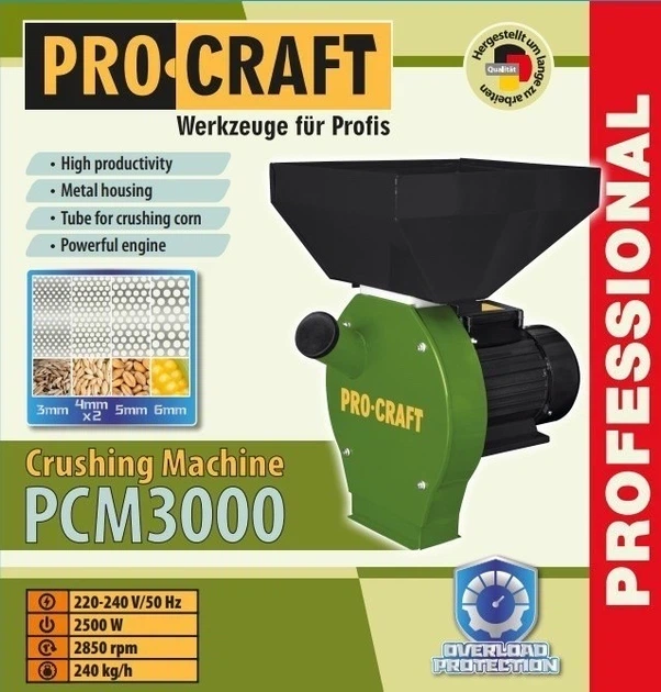 Кормоизмельчитель PROCRAFT PCM-3000 высокомощный электрический для зерна и кормов - изображение 7