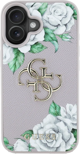 Панель Guess Grained Roses Big 4G для Apple iPhone 16 Purple (3666339427221) - зображення 3