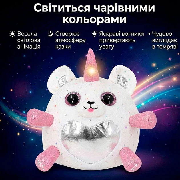 Интерактивная мягкая игрушка Единорожек повторюшка с музыкальными мелодиями, LED-подсветкой и блестящими глазками - изображение 4