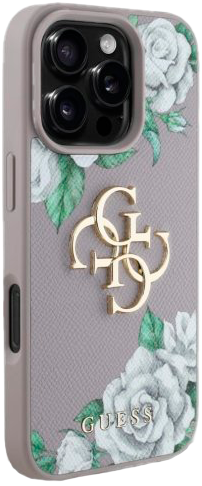 Панель Guess Grained Roses Big 4G для Apple iPhone 16 Pro Purple (3666339427245) - зображення 4