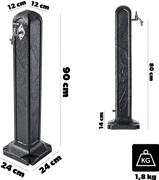 Słupek ogrodowy z kranem Kadax Torres Antracyt (K10289) - obraz 6