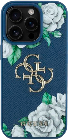 Панель Guess Grained Roses Big 4G для Apple iPhone 16 Pro Blue (3666339427399) - зображення 3