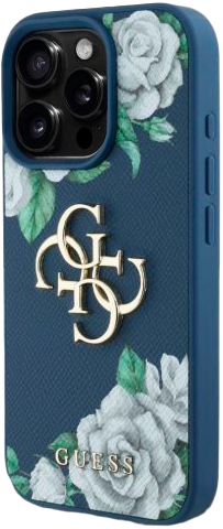 Панель Guess Grained Roses Big 4G для Apple iPhone 16 Pro Max Blue (3666339427405) - зображення 2