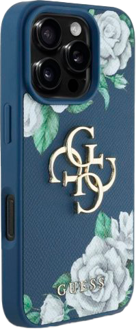 Панель Guess Grained Roses Big 4G для Apple iPhone 16 Pro Max Blue (3666339427405) - зображення 4