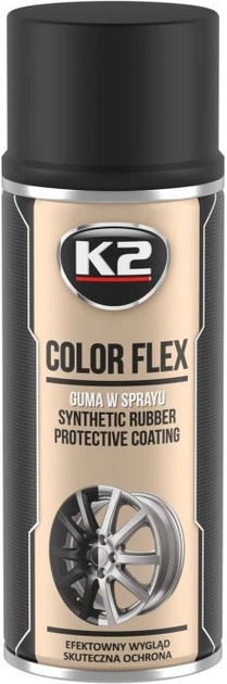 Рідка гума в аерозолі K2 Color Flex Чорна матова 400 мл (5906534013644) - зображення 1