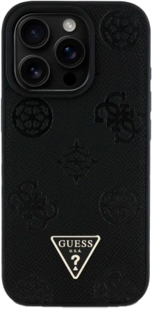 Панель Guess Grained Hot Stamp Peony Triangle Logo MagSafe для Apple iPhone 16 Pro Black (3666339427542) - зображення 3