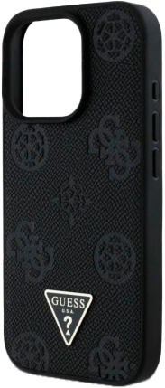 Панель Guess Grained Hot Stamp Peony Triangle Logo MagSafe для Apple iPhone 16 Pro Max Black (3666339427559) - зображення 5