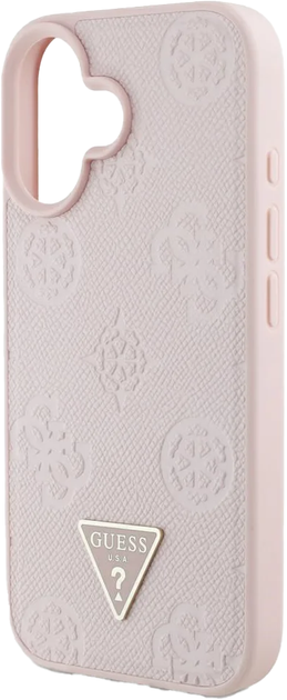 Панель Guess Grained Hot Stamp Peony Triangle Logo MagSafe для Apple iPhone 16 Pink (3666339427672) - зображення 5