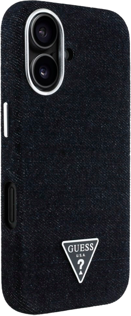 Etui Guess Denim Triangle Logo MagSafe do Apple iPhone 16 Black (3666339428129) - obraz 4