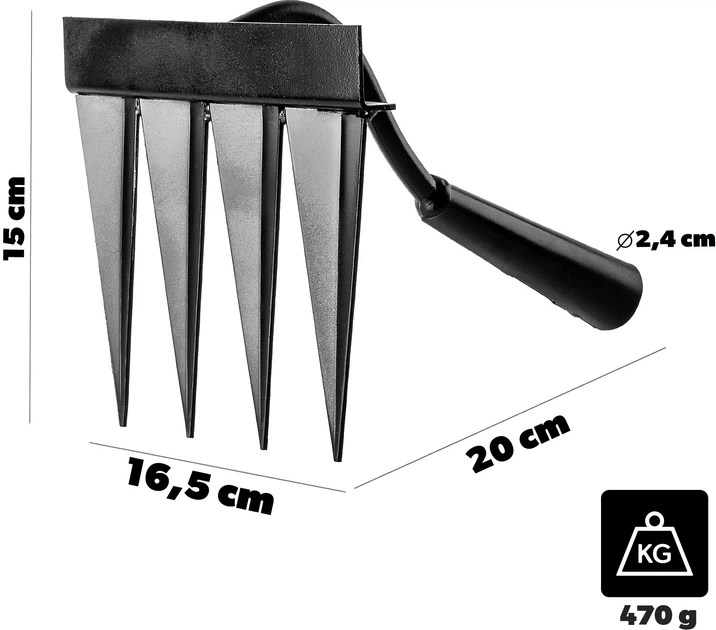 Мотика для прополювання Kadax Fontelo з 4 зубцями без ручки (K10703) - зображення 6