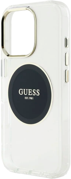 Etui Guess IML Metal Colored Circle Classic Logo MagSafe do Apple iPhone 16 Pro Transparent/Black (3666339428440) - obraz 6