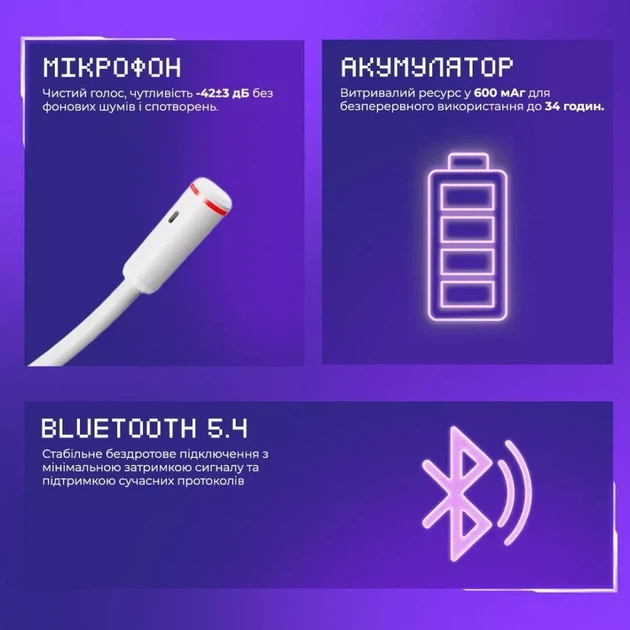 Бездротова ігрова гарнітура Proove Gaming Bliss (APP) white (GHBLPP010002) - зображення 12