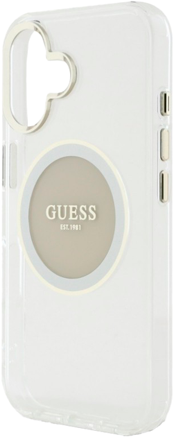 Etui Guess IML Metal Colored Circle Classic Logo MagSafe do Apple iPhone 16 Transparent/Gray (3666339428723) - obraz 4