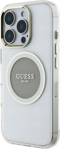 Панель Guess IML Metal Colored Circle Classic Logo MagSafe для Apple iPhone 16 Pro Transparent/Gray (3666339428747) - зображення 2