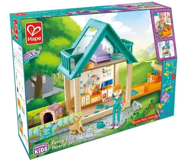 Ляльковий будиночок Hape Дерев'яна ветеринарна клініка (E3408) (6943478029743) - зображення 1