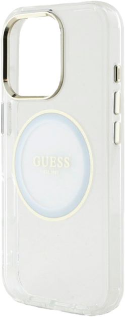 Панель Guess IML Metal Colored Circle Classic Logo MagSafe для Apple iPhone 16 Pro Transparent/White (3666339428891) - зображення 5