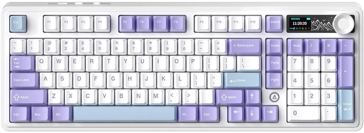 Klawiatura bezprzewodowa Ajazz AK980 Gift Switch V2 Wireless/USB White-Purple (AK980-V2-G-PWB) - obraz 1